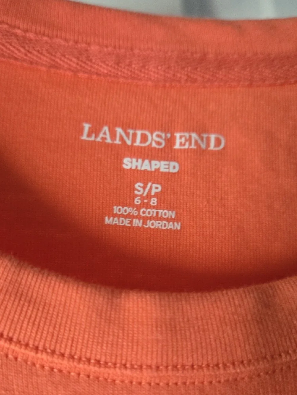 Lands' End Shaped Women's Short-Sleeve Tee in Coral Orange-Small- Petite